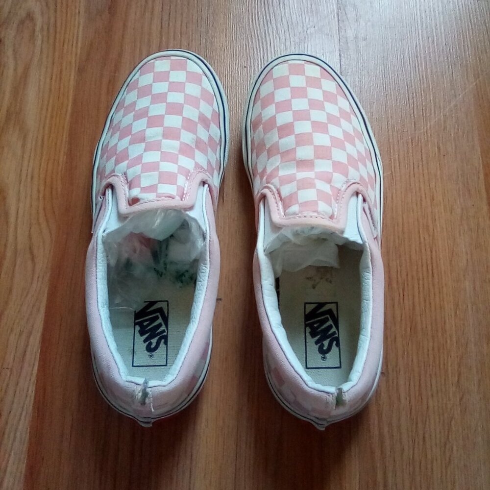 Pink checkered vans shoes kids size 3